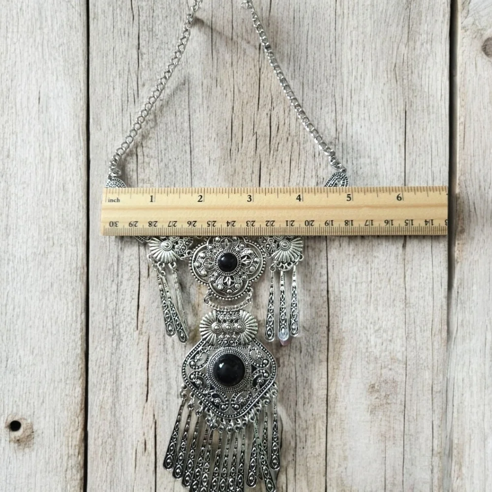 Boho Silver Statement Necklace NWT